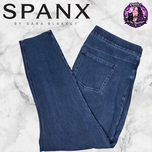 Spanx Jean-ish Leggings Women 3X Blue Stretch High Rise Slimming Ankle Denim